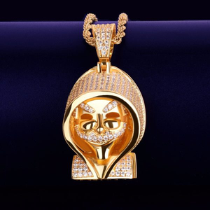 Diseño de moda Iced Out Lab Grown Diamond con 10kt Oro sólido Hip Hop Hoody Skull Style Joyería fina Colgantes y dijes - Product Image 6
