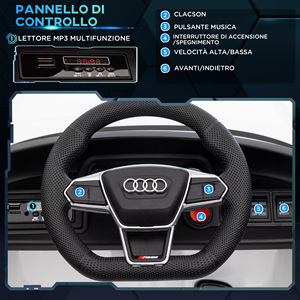 Coche Eléctrico para Niños HOMCOM de 3 a 5 Años con Mando a Distancia, Suspensión y Bocina, 103x58x41 cm, Blanco y Negro - Product Image 5