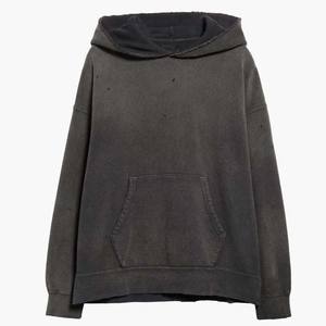 Alta calidad personalizada de gran tamaño hombros caídos bolsillo algodón polar hombres sudaderas con capucha transpirables lavado ácido sudaderas básicas - Product Image 6