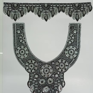 High Quality Custom Embroidered Sew-On Neck Patches Garments Decorative <b>Applique</b> Designs for Dresses Blouses-100% Usage Clothes - Product Image 1