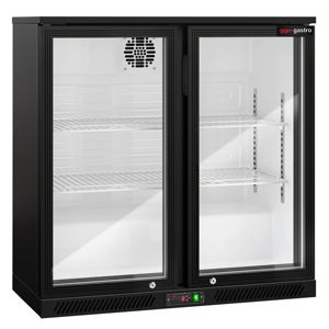 Commercial Back Bar Cooler - 900mm - 220L - with 2 <b>glass</b> <b>hinged</b> <b>doors</b> - Black - Product Image 4