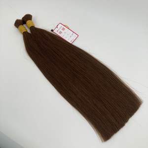 Lujo 100% Extensiones de cabello humano vietnamita Sin cortar Suelto a granel Marrón oscuro #4 100g Doble dibujado Cabello a granel Sin trama - Product Image 6