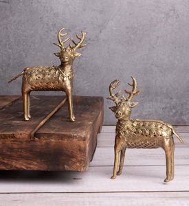 Par de Ciervos Decorativos de Arte Dokra, Adorno de 6 Pulgadas, Dorado, Decoración Moderna para el Hogar, Adorno de Mesa para Sala de Estar - Product Image 2