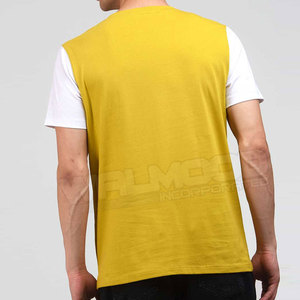 T-shirt moulant en coton et Polyester pour homme, vêtement de sport, décontracté, uni, teint, à vendre - Product Image 4