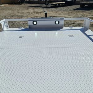 <b>White</b> Aluminum UTV Utility Trailer Dual Axle Flatbed <b>Cargo</b> Trailer with Ramp and Side Rails 7x14ft - Product Image 5