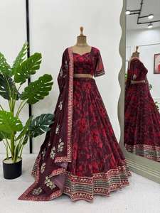 Nuevo trabajo de bordado Georgette de imitación pesado exclusivo Bordado de secuencia de la mejor calidad e impresión digital Lehenga Choli y Dupatta - Product Image 4