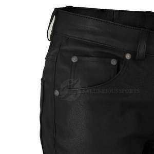 Pantalon en cuir de logo personnalisé de haute qualité pour hommes motif droit léger taille haute Style décontracté prix de gros d'usine - Product Image 5