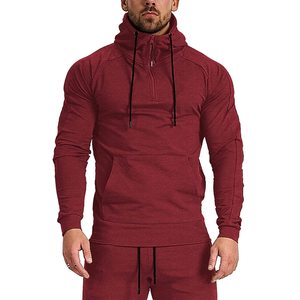 Sweat à capuche slim fit en polaire pour homme, uni, brodé, manches régulières, pour la salle de sport, la musculation, les séances d'entraînement - Product Image 5