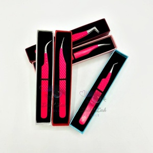 LUCKY LASH <b>TOOLS</b> Professional Hot Pink Matte Tweezer Stainless Steel Anti-Static Eyelash Tweezers <b>Smooth</b> Grip Fiber Tip Tweezers - Product Image 4