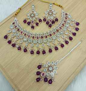 Luxury Indian Kundan Choker Necklace Set with Earrings and Maang Tikka Gold Plated <b>Pearl</b> <b>Jewelry</b> Set - Product Image 2