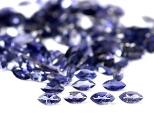 Piedras preciosas de corte Marquesa facetadas de iolita azul Natural de 2mm y 4mm para fabricación de joyas, colgantes de anillo, piedras AAA de ojo 4*2 2*4, Parte superior fina - Product Image 1