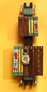 In-<b>Key</b>-Geneous Madhubani Hand-Painted <b>Key</b> <b>Holder</b> In Sheesham & Teak Wood 6 Hooks Mounted Mail <b>Holder</b> for Home <b>Wall</b> - Product Image 4