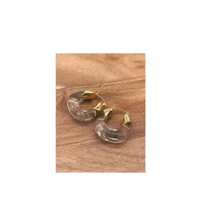 Pendientes de aro acrílicos hechos a mano de alta calidad para mujeres y niñas - Product Image 1