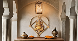 Sculpture murale Lord Ganesha de 13 pouces faite à la main en métal d'aluminium carré Style Art déco pour la décoration de la porte d'entrée principale - Product Image 2