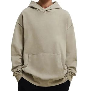 Sudadera con capucha extragrande de diseño urbano para hombre, 100% algodón grueso y pesado, estilo francés, sin estampado. - Product Image 1