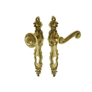 Tirador de puerta con pomo RETRO 92, PZ, Izquierda-Latón - Product Image 1