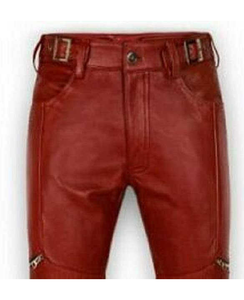 customized <b>men</b> genuine <b>leather</b> <b>pants</b> bikers double long real dark red stylish <b>men</b> <b>leather</b> <b>pant</b> 2025 - Product Image 5