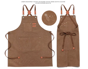 Kitchen Use Custom Water Repellent Cross Back Heavy Duty Adjustable Large Pockets Cotton Canvas Aprons for Men and Women - Product Image 6