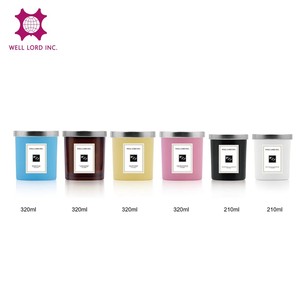 Bougie pilier en verre de haute qualité 320 ml avec couvercle en aluminium argenté, sérigraphie cylindrique pour décoration intérieure parfumée - Product Image 5