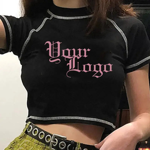 ที่กําหนดเอง streetwear ผู้หญิงเสื้อยืดพืชยอดนิยมตัดเสื้อยืดสําหรับผู้หญิงที่กําหนดเองผู้หญิงเซ็กซี่ตัดด้านบนความคมชัดตะเข็บเสื้อทีเด็ก - Product Image 2