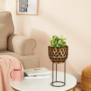 ที่ปลูกโต๊ะโลหะสีดำทรงกลมแบบโมเดิร์นพร้อมขาตั้งสำหรับในร่มสีเขียวตกแต่งบ้านมีสไตล์และจัดแสดงบนโต๊ะจากอินเดีย - Product Image 6
