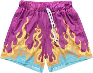 กางเกงขาสั้นผู้ชายลายอนิเมะพิมพ์ 3 มิติ สไตล์ฮิปฮอป สตรีทแวร์ ออกกำลังกาย ผ้าตาข่าย น้ำหนักเบา แห้งเร็ว สไตล์ลำลอง ปักลาย - Product Image 3