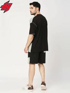 Conjuntos cortos de sudor de alta calidad, traje deportivo nuevo de gran tamaño personalizado, pantalones cortos de tendencia informal, conjunto de chándales de 2 piezas para hombre - Product Image 5