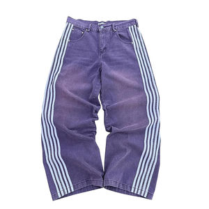Pantalones a rayas personalizados OEM para hombre, pantalones lavados con ácido, pantalones holgados de pierna ancha de gran tamaño, pantalones holgados transpirables cómodos de alta calidad - Product Image 5