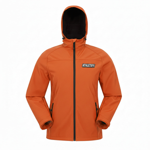 Veste Softshell d'hiver pour l'extérieur, antibactérienne, chaude, à capuche, avec impression sur le devant, coupe-vent, imperméable, fermeture éclair - Product Image 1