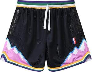 Pantalones Cortos de Baloncesto de Malla de Poliéster de 5 Pulgadas, Personalizados con Cremallera Rosa, Diseño Retro, de Alta Calidad, para Hombre, Mujer, Chico y Chica, con Estampado de Equipo - Product Image 6