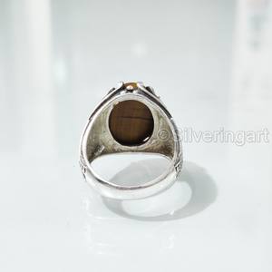 Anillo de Plata de Ley 925 para Hombre con Piedra Natural Ojo de Tigre, Piedra de Nacimiento de Junio, Todas las Tallas, Regalo de Navidad, Joyería Pesada, Venta al por Mayor - Product Image 6
