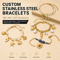 Ensemble de bijoux sur mesure en acier inoxydable plaqué or 18 carats : collier, bracelet, boucles d'oreilles et bague. Bijoux personnalisés en acier inoxydable.