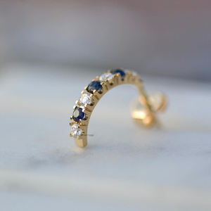 ต่างหูเงินแท้ประดับมอสซาไนต์ทรงกลมขนาด 2.2 มม. น้ำหนัก 0.42 กะรัต สีฟ้า ของขวัญสุดคลาสสิกสำหรับงานปาร์ตี้สำหรับผู้หญิง - Product Image 5