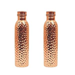 Bouteille d'eau en cuivre pur martelé en métal en gros sans joint avec ayurvédique a bénéficié d'une bouteille étanche à 100% pur facile à transporter - Product Image 1