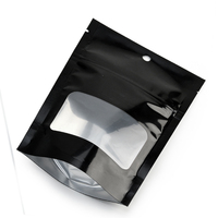 Sacs en plastique noir mat personnalisés imprimés, sachets refermables en aluminium avec fenêtre transparente pour snacks