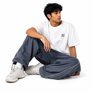Pantalones anchos tejidos para hombre al por mayor, cintura elástica, ribete lateral reflectante, dobladillo ajustable, pantalones casuales de moda, ropa urbana personalizada - Product Image 5