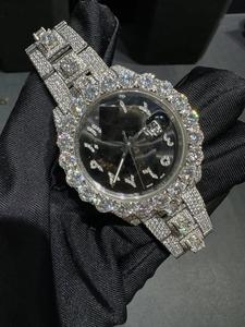 Reloj de Pulsera Deportivo y de Negocios de Lujo, Mecánico, con Esfera de Cristal Analógico, Diamantes de Moissanita VVS1, Acero Inoxidable Plateado, Medio Engastado - Product Image 6