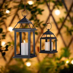 Black Metal Lantern <b>Candle</b> <b>Holder</b> Outdoor <b>Garden</b> Hanging Frame Home Wedding Festival Decor Display Detail Patio Table Accent - Product Image 5