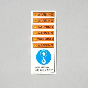 M45B11 Rigging Safety Adhesive <b>Sticker</b> Warning Use Lift Hook with Safety Latch Crane Hoist Scratchproof & Waterproof - Product Image 3