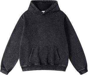 Jersey de algodón 100% personalizado para hombre Sudadera con capucha extragrande Lavado ácido pesado Logotipo de estilo vintage Manga completa Longitud sostenible - Product Image 1
