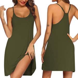 Robe de nuit pour femme Evening Serenity, en coton doux, texture aérée, fluide, coupe décontractée, toucher doux, confort de sommeil, taille élastique - Product Image 1