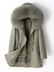 Chaqueta Acolchada de Piel de Oveja Vintage para Mujer, Impermeable, Cálida, de Color Sólido, con Cuello Alto, Estilo Parka de Invierno - Product Image 2