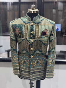 Luxury Hand Embroidered Indo-Western Sherwani <b>Jacket</b> <b>for</b> Men – Designer <b>Wedding</b> & Groom Wear Bandhgala Coat Export Quality - Product Image 1