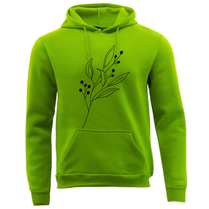 Sudadera con Capucha Color Verde Azulado para Hombre con Estampado de Hojas Negras, Corte Regular, Tejido de Algodón, Ropa Casual de Otoño - Product Image 3