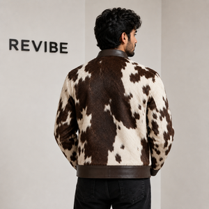 Veste en cuir asymétrique pour homme en peau de vache naturelle, vêtement d'extérieur d'hiver, vêtements sur mesure OEM en gros - Product Image 2