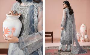 pakistani <b>3</b> pc dress suits for women swiss organza in pakistan salwar kameez women dress women clothing - Product Image 3