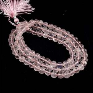 Brazilian Rose Quartz Gemstone <b>Mala</b> Healing <b>Necklace</b> Hand Knotted White Tassel Meditation Spiritual Prayer Beads 108 Jap <b>Mala</b> - Product Image 1