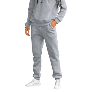 Premium Quality Men's 100% Cotton Tracksuit Customized Logo <b>Hooded</b> Solid Lightweight for Outdoor Running Jogging Winter - Product Image 3