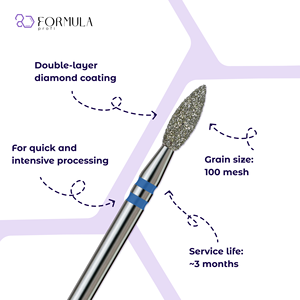 Premium Diamond Cuticle Drill Bit Sharp Flame 2.7mm Blue Grit for Professional <b>Nail</b> Care - Product Image 2