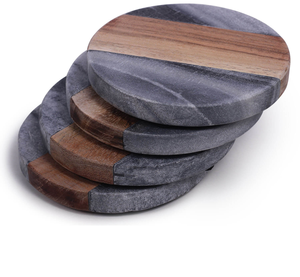 แผ่นรองแก้วไม้และหินอ่อนทำมือ รีไซเคิลได้ สีตามสั่ง พร้อมสลักชื่อ ราคาประหยัด - Product Image 1